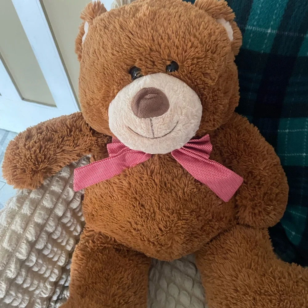 Brown Teddy Bear with Pink Bow perfect condition